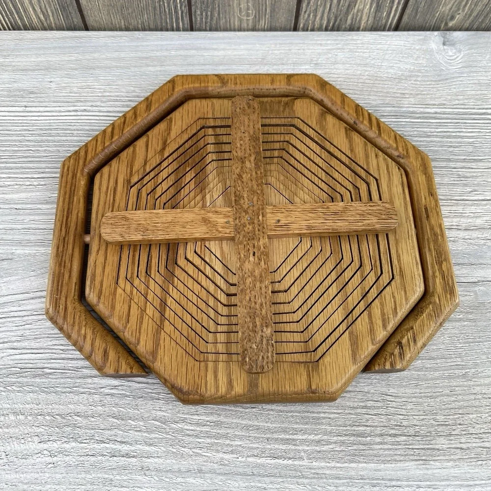 Handcrafted Wooden Collapsible Basket With Handle